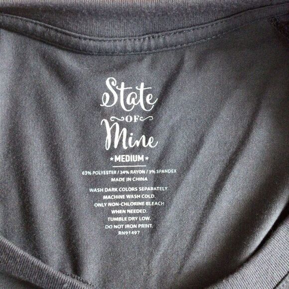 Woman’s Gray State Of Mine Side Split Long Sleeve Fall T-Shirt Size Medium - Picture 7 of 7